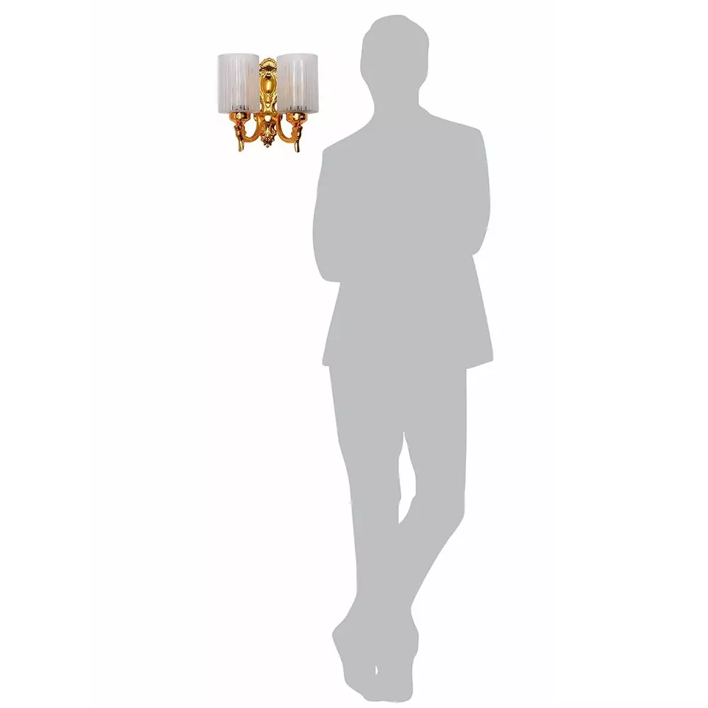 Fos Lighting Traditional Double Wall Sconce Light with Frosted Hand-Cut Glass Gold Finish 40 W