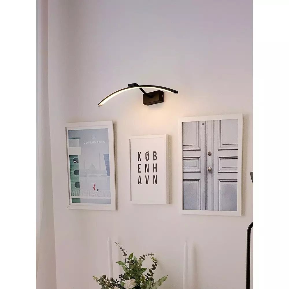 Fos Lighting Modern Tunable LED Picture Light with 3 Colors Curved Shape Black Finish 18 W