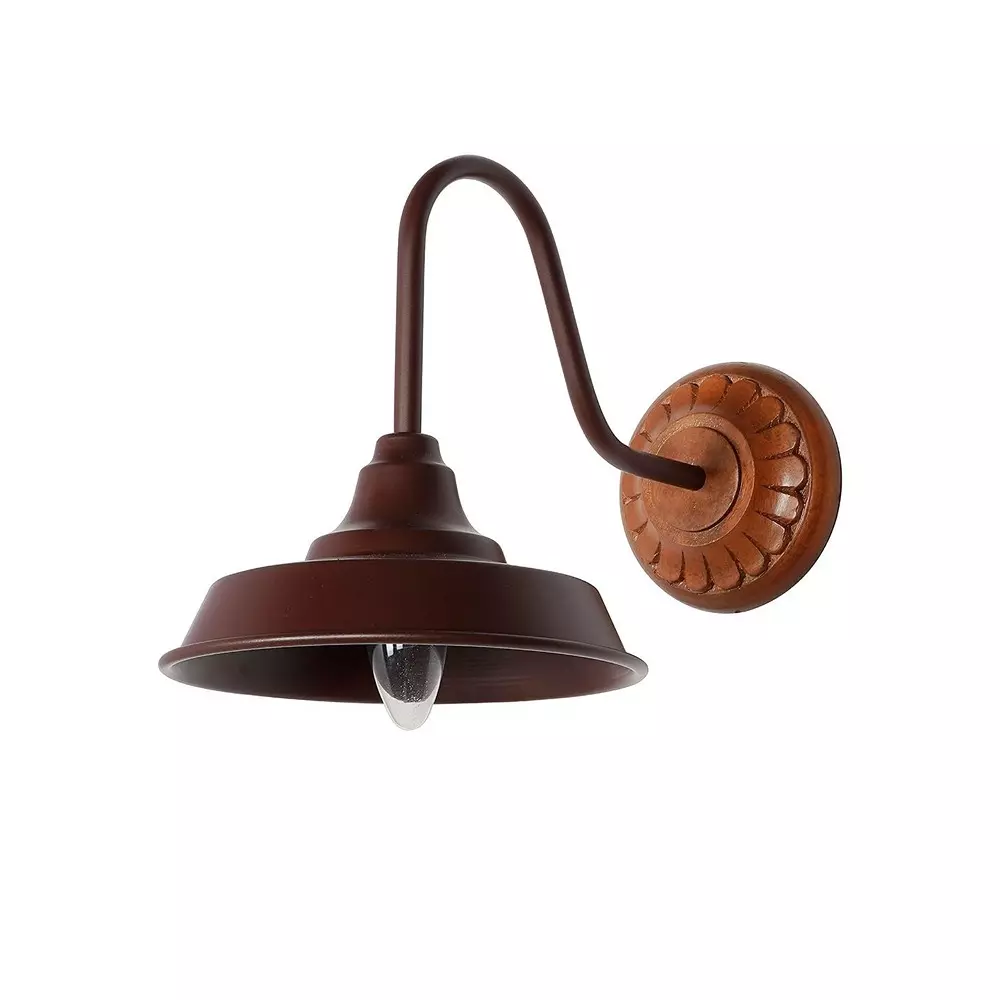 Fos Lighting Industrial Wall Light Sconce with Wooden Mount Brown Finish 40 W