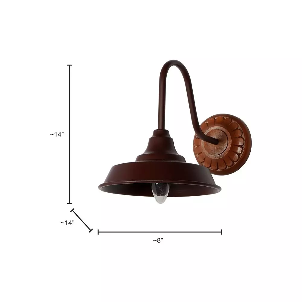 Fos Lighting Industrial Wall Light Sconce with Wooden Mount Brown Finish 40 W