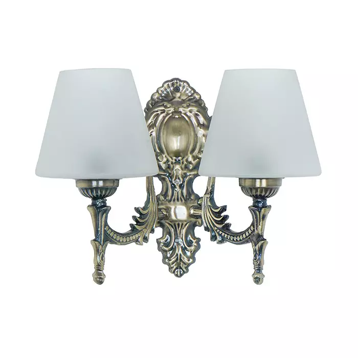Fos Lighting Wall Light 40 W Mild Steel Brass Antique, Corn-MS-BRSA-TaperFrost-WL2