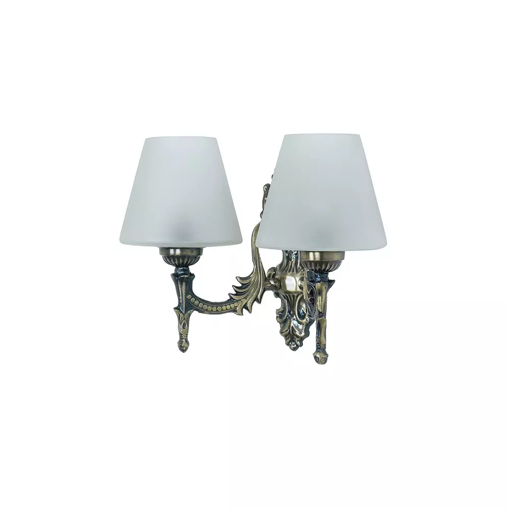 Fos Lighting Wall Light 40 W Mild Steel Brass Antique, Corn-MS-BRSA-TaperFrost-WL2