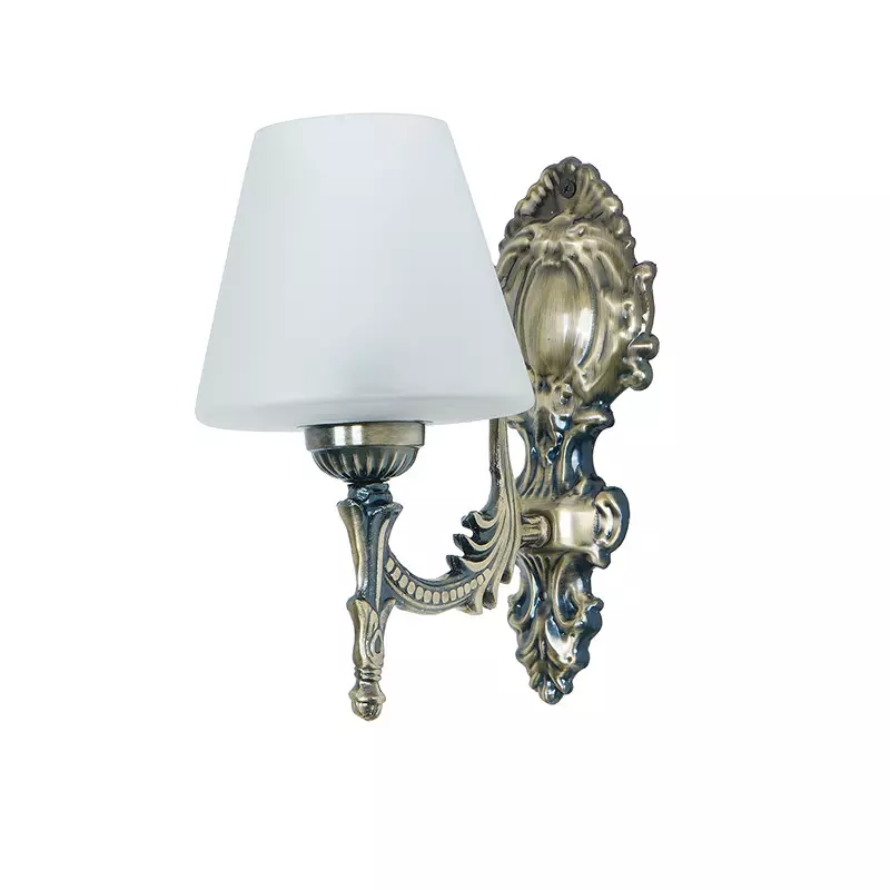Fos Lighting Wall Light 40 W Mild Steel Brass Antique, Corn-MS-BRSA-TaperFrost-WL1
