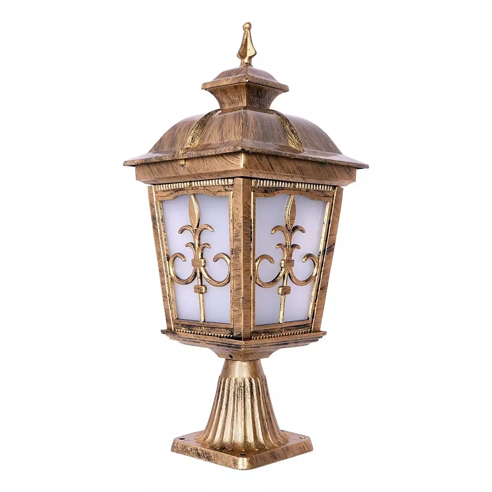 Fos Lighting Gate Light Antique Gold Outdoor Gate Lamp with Frosted Diffuser