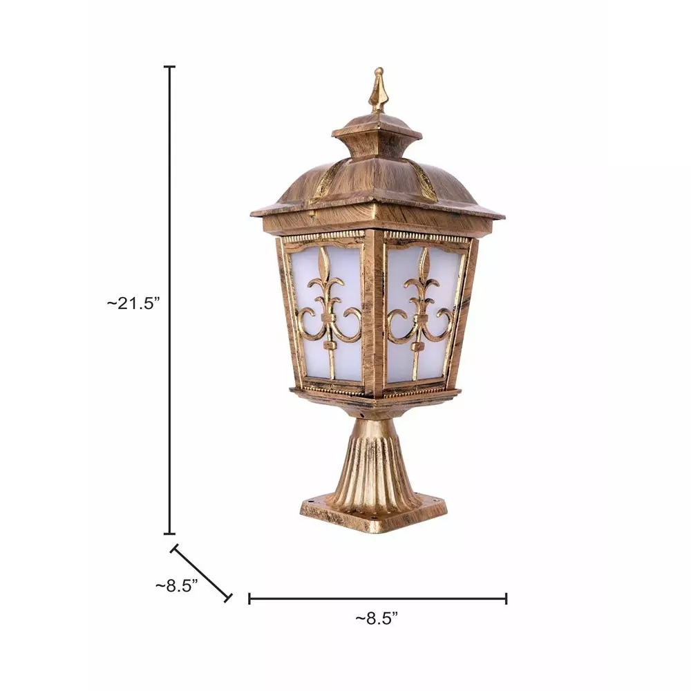Fos Lighting Gate Light Antique Gold Outdoor Gate Lamp with Frosted Diffuser