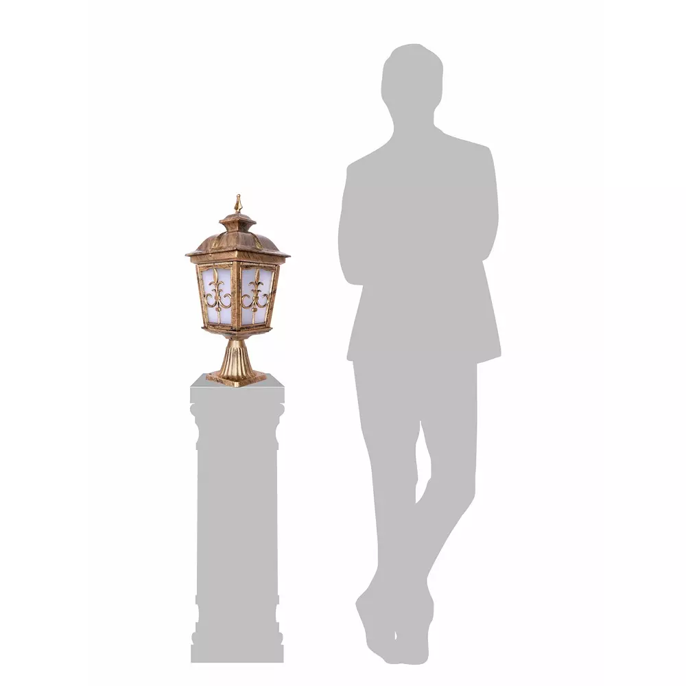 Fos Lighting Gate Light Antique Gold Outdoor Gate Lamp with Frosted Diffuser