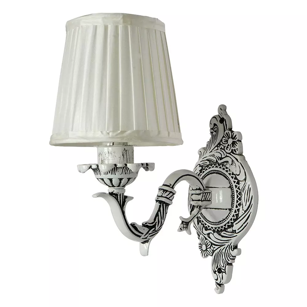 Fos Lighting Wall Light 40 W Aluminium, Fabric Distressed, SwanBW-AL-TaperPleat6-WL1