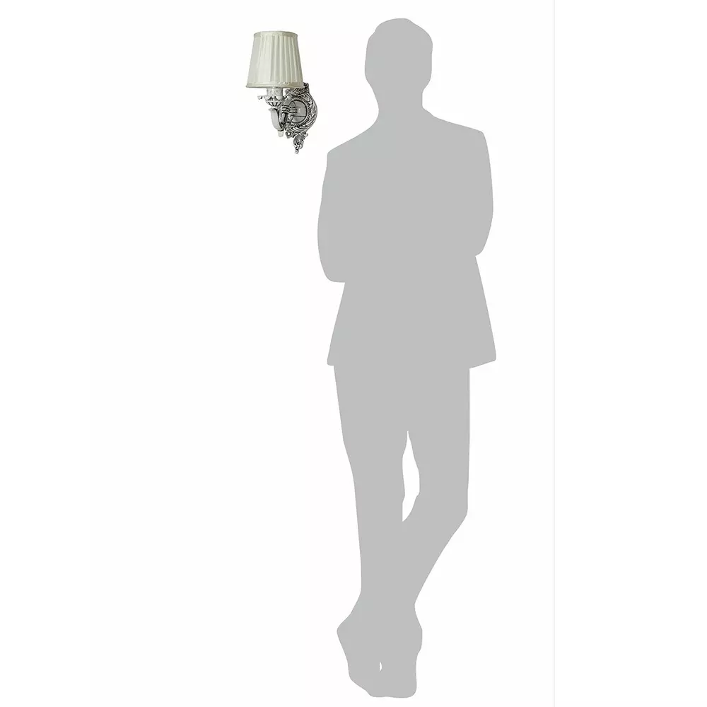 Fos Lighting Wall Light 40 W Aluminium, Fabric Distressed, SwanBW-AL-TaperPleat6-WL1