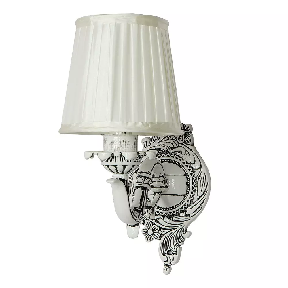 Fos Lighting Wall Light 40 W Aluminium, Fabric Distressed, SwanBW-AL-TaperPleat6-WL1