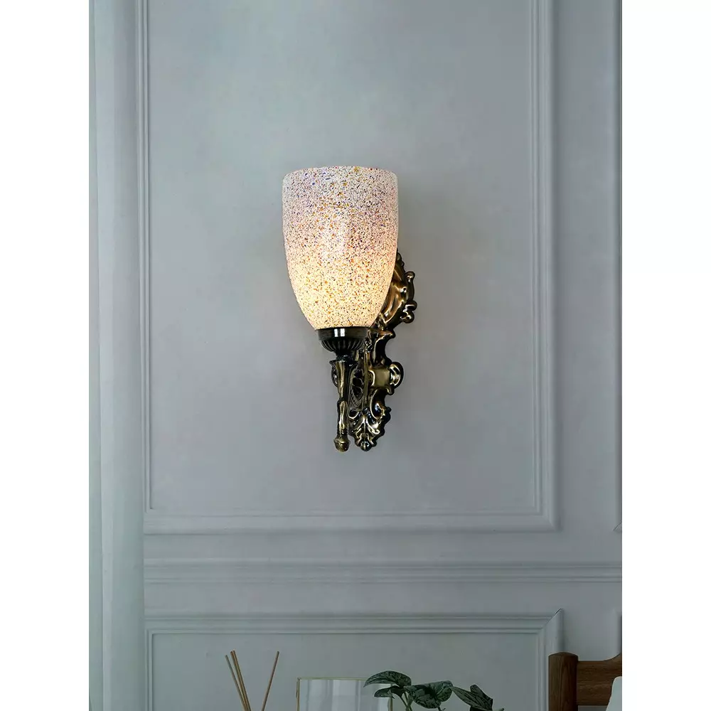 Fos Lighting Wall Light 40 W Mild Steel Brass Antique, Corn-MS-BRSA-Holi-WL1