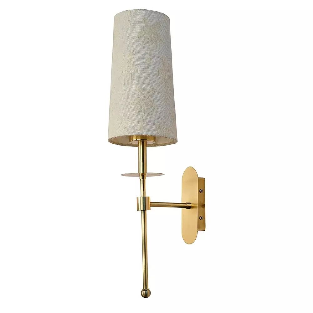 Fos Lighting Wall Sconce with Palm Motif Shade Long Arm Brass Antique Finish 40 W