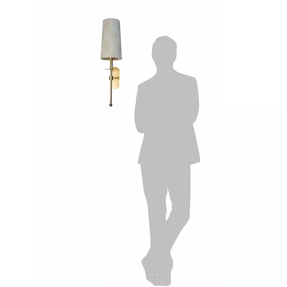 Fos Lighting Wall Sconce with Palm Motif Shade Long Arm Brass Antique Finish 40 W