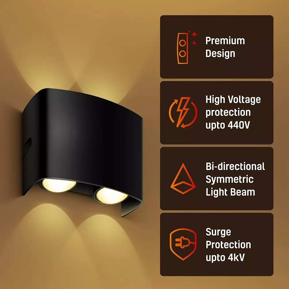 Wipro Wall Light 12 W Warm White 2x2 Way, DW41227