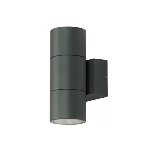 Fos Lighting Bulkhead Wall Light 10 W Aluminium Grey, AM881Cylinder-AL-2x5W-BH2