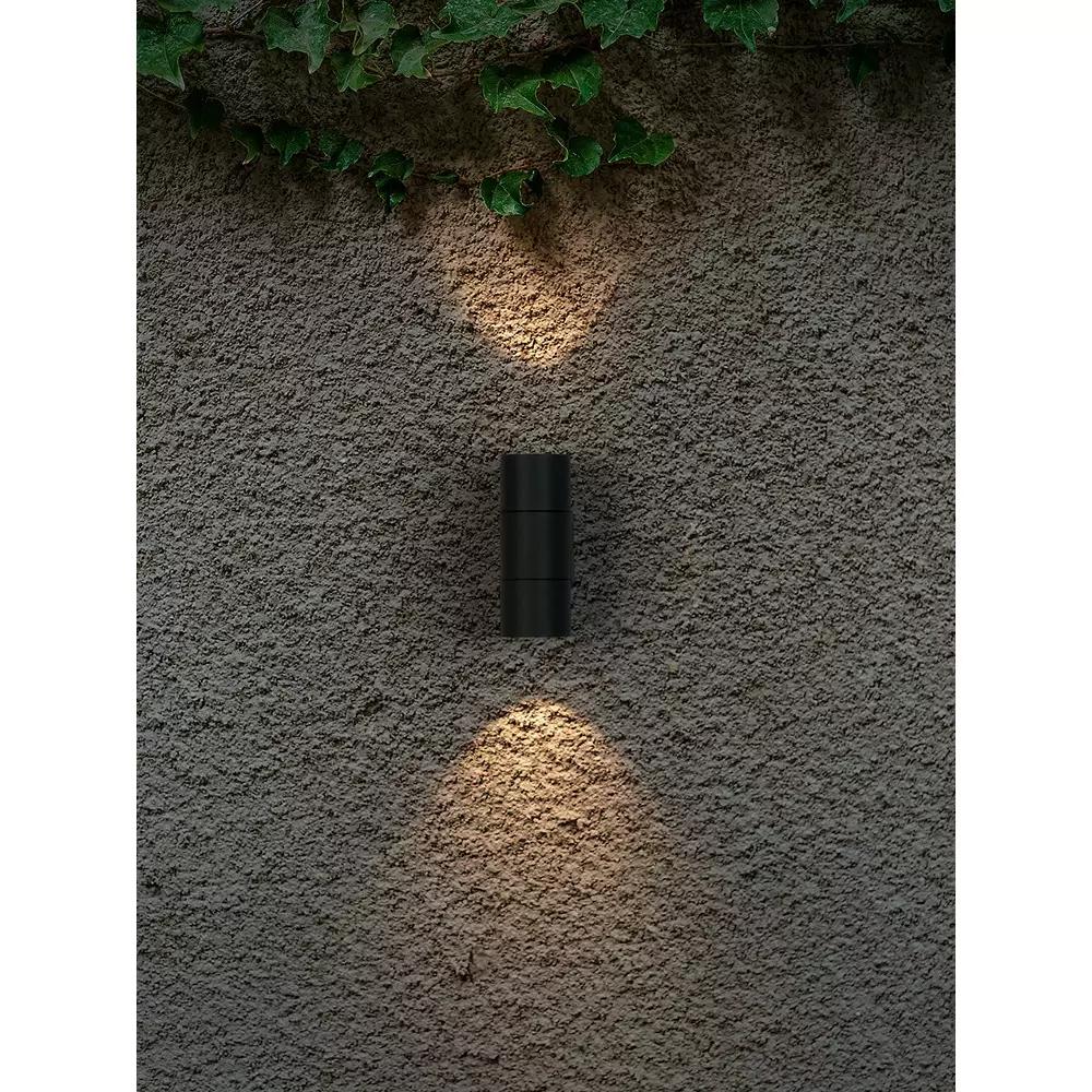 Fos Lighting Bulkhead Wall Light 10 W Aluminium Grey, AM881Cylinder-AL-2x5W-BH2