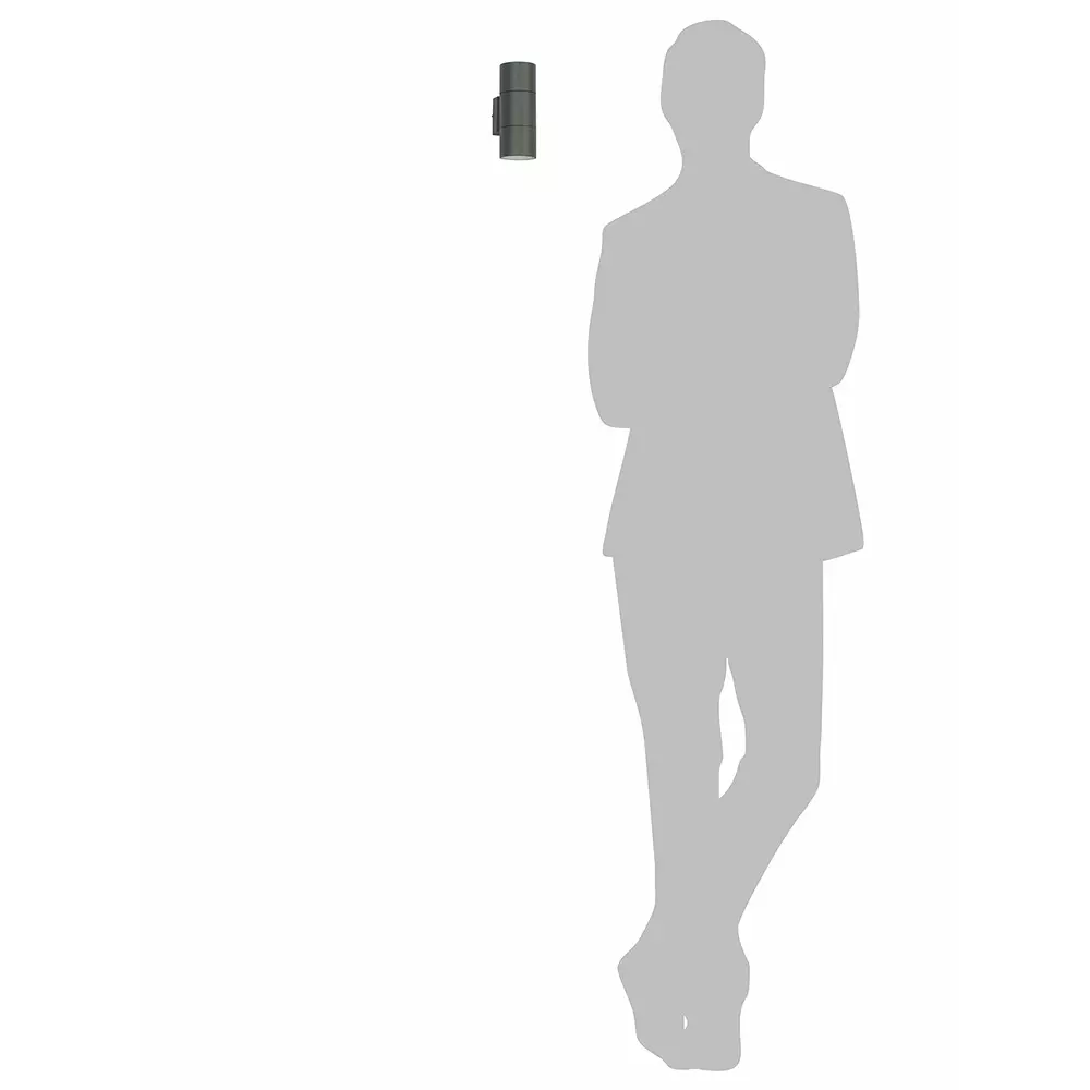 Fos Lighting Bulkhead Wall Light 10 W Aluminium Grey, AM881Cylinder-AL-2x5W-BH2