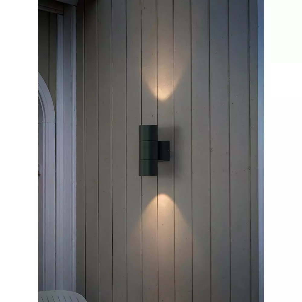 Fos Lighting Bulkhead Wall Light 10 W Aluminium Grey, AM881Cylinder-AL-2x5W-BH2
