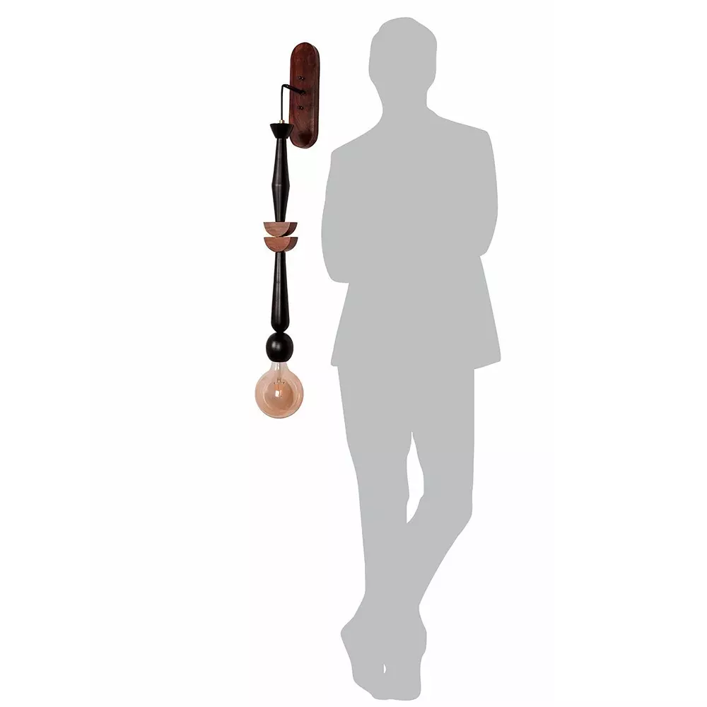 Fos Lighting Modern Hanging Wall Sconce Light Black Geometric Wooden 40 W