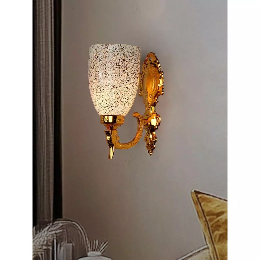 Fos Lighting Traditional Wall Sconce Light with Multicolor Speckled Glass Shade Gold Finish 40 W