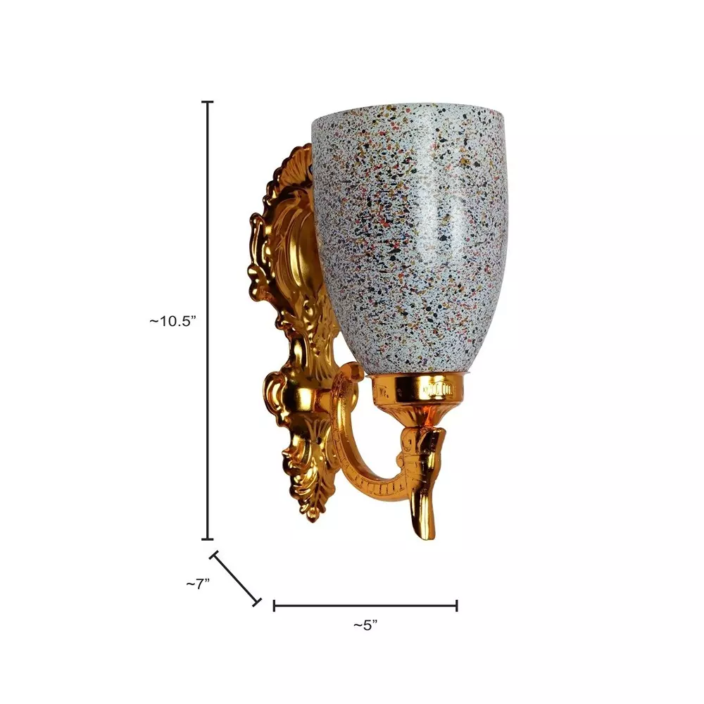 Fos Lighting Traditional Wall Sconce Light with Multicolor Speckled Glass Shade Gold Finish 40 W