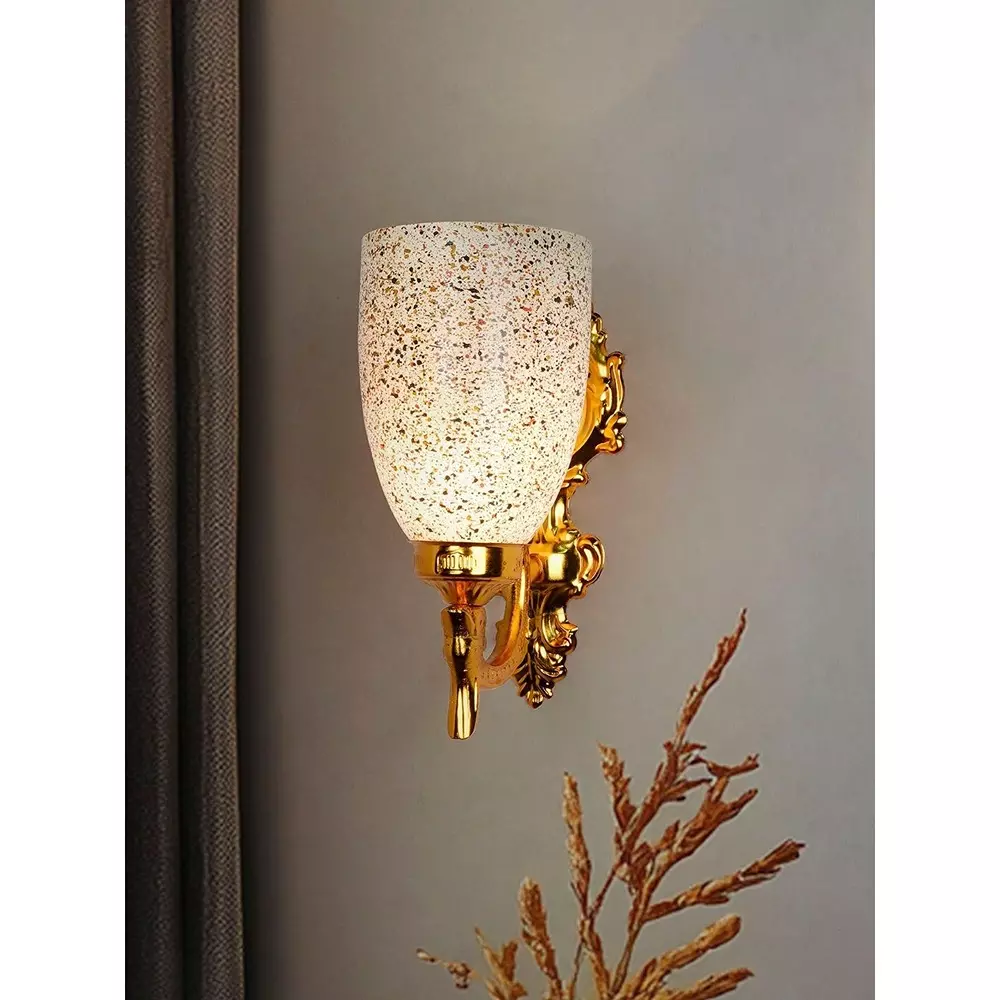 Fos Lighting Traditional Wall Sconce Light with Multicolor Speckled Glass Shade Gold Finish 40 W