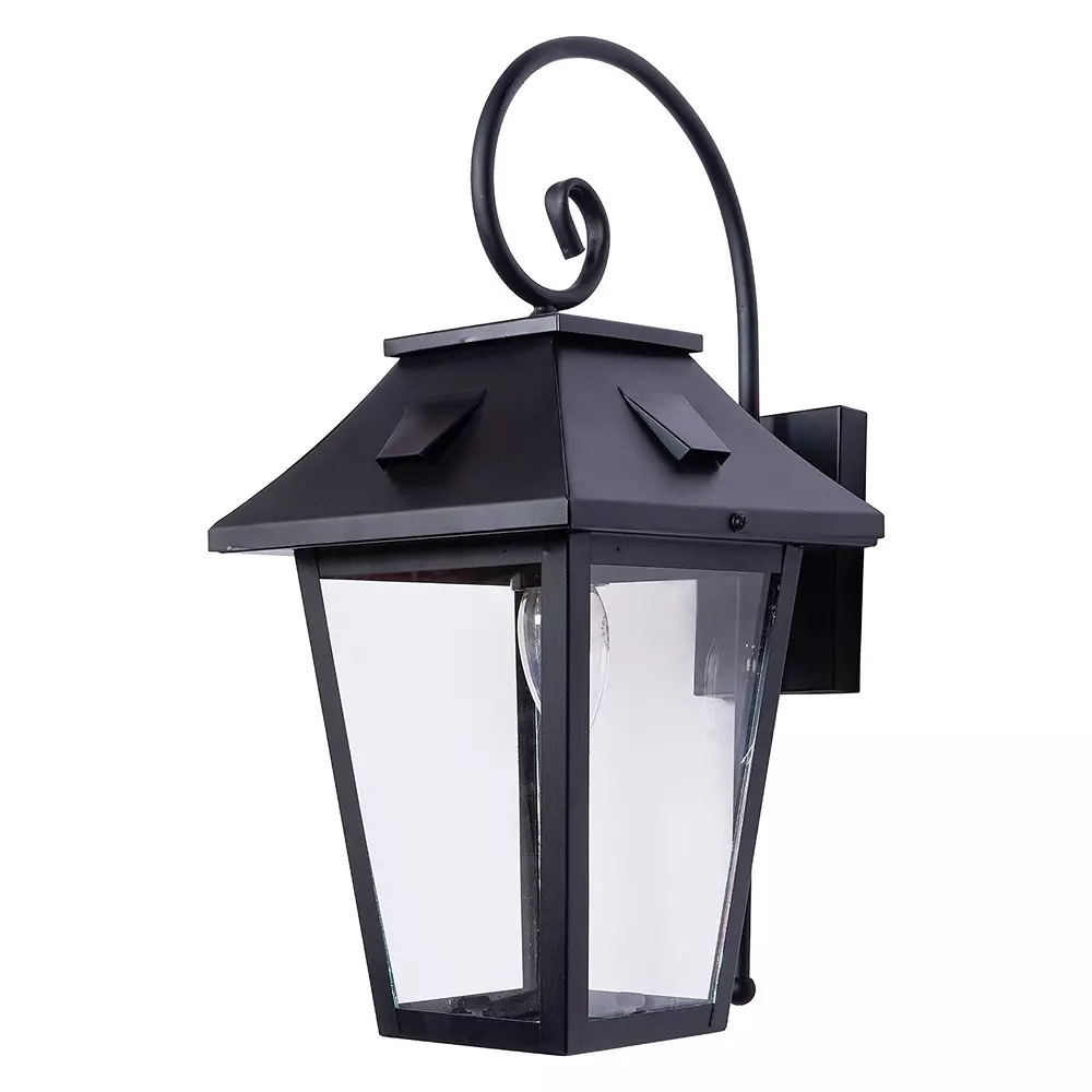 Fos Lighting Outdoor Wall Colonial Black Outdoor Wall Lantern with Tapered Hut Design