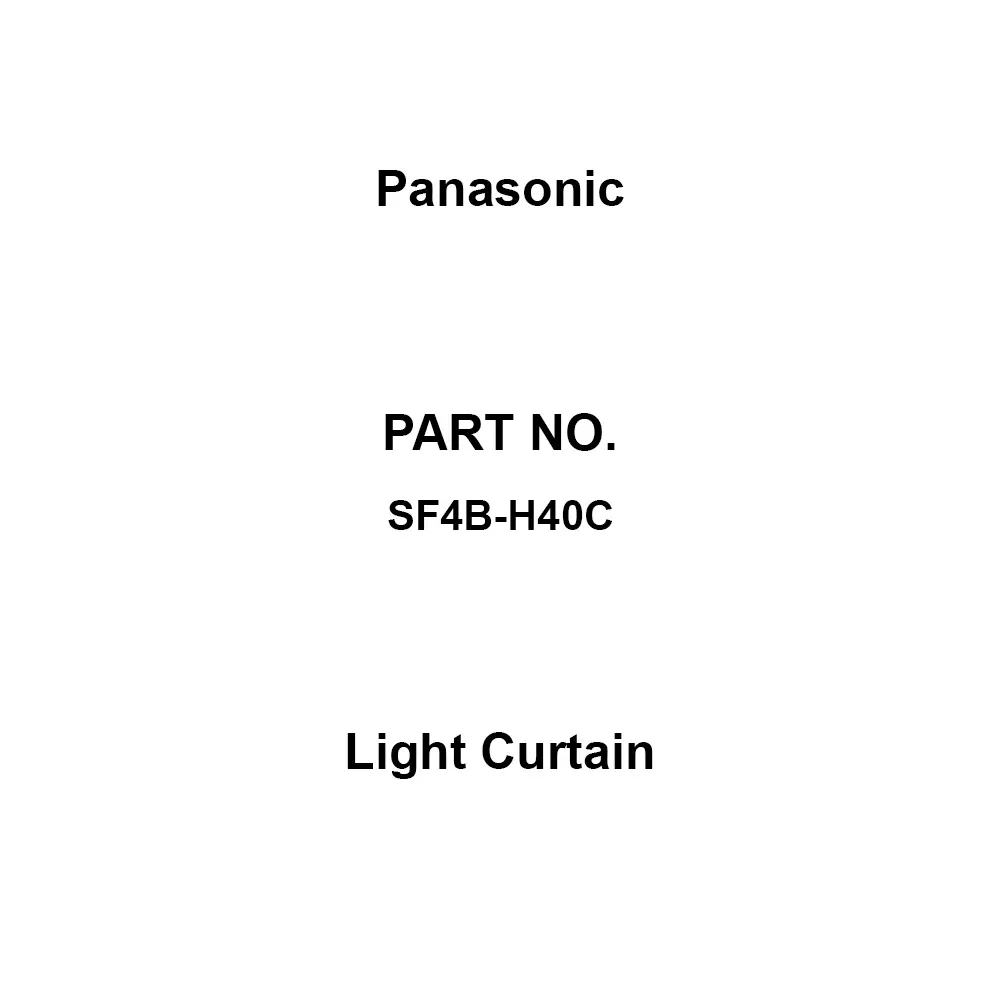 Panasonic Light Curtain Body case: Polycarbonate 24 DC ±10%, ripple P-P or less V Power Supply IP65(IEC) Protection, SF4B-H40C