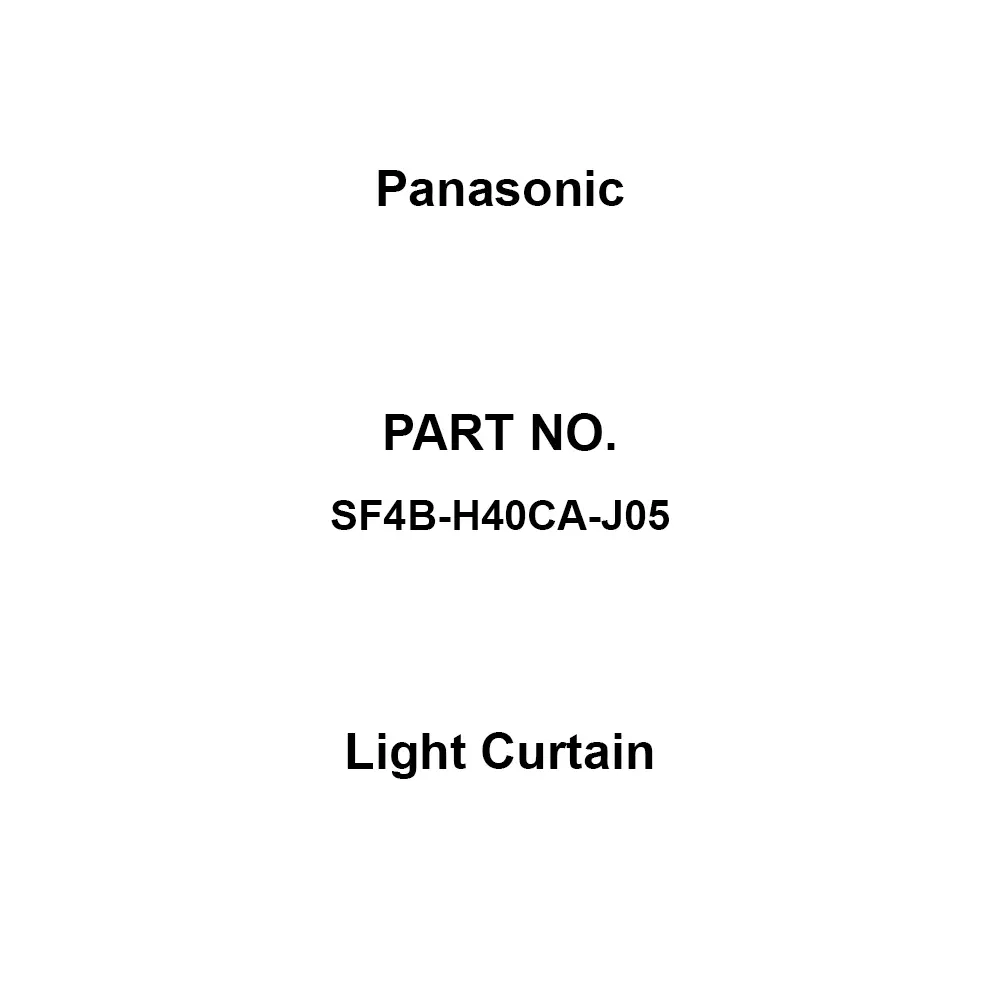 Panasonic Light Curtain Body case: Polycarbonate 24 DC ±10%, ripple P-P or less V Power Supply, SF4B-H40CA-J05
