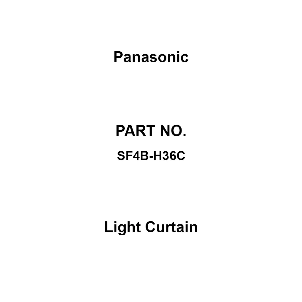 Panasonic Light Curtain Body case: Polycarbonate 24 DC ±10%, ripple P-P or less V Power Supply IP65(IEC) Protection, SF4B-H36C