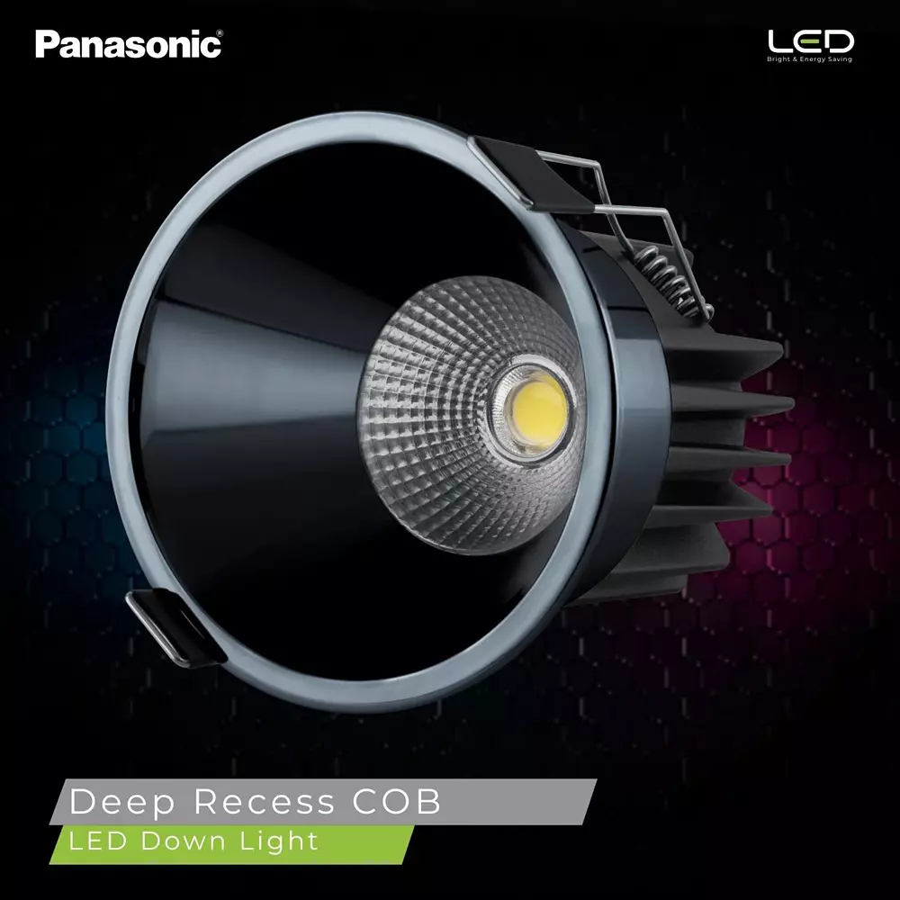 Panasonic Deep Recessed Cob Downlight Black Reflector Color 18 W Warm White, PDLM44183