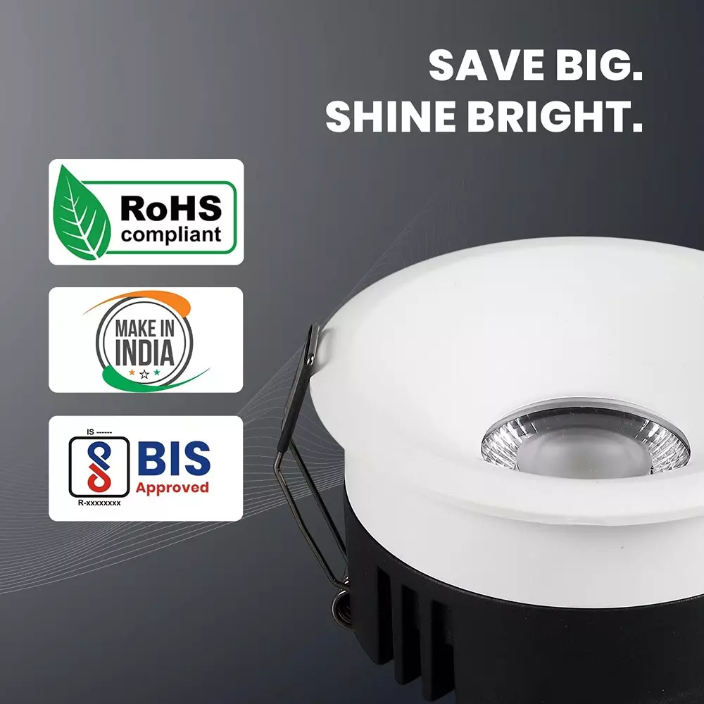 Havells 12 W Crysta Deco LED COB Light White 6000 K 75 mm Cut Out Diameter and 50 mm Height, LHEEBEPGUE1W012