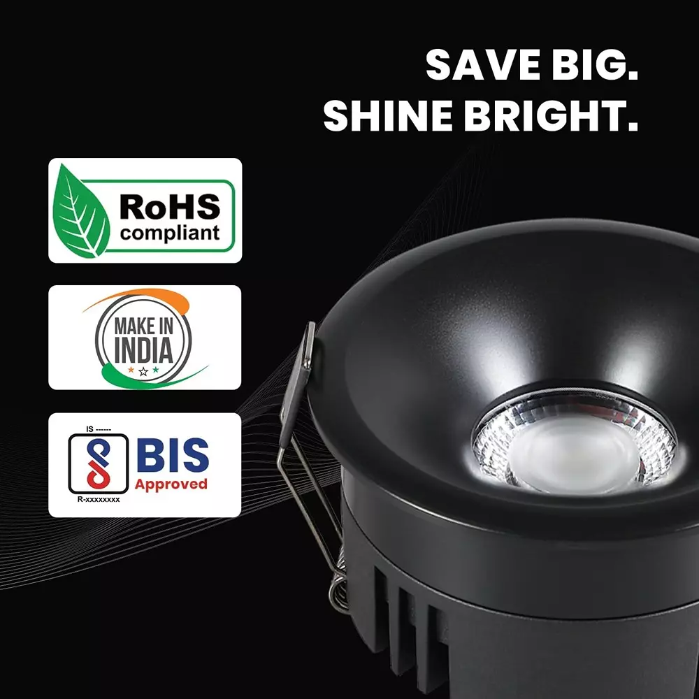 Havells 12 W Crysta Deco LED COB Light Matt Black 6000 K 75 mm Cut Out Diameter and 50 mm Height, LHEEBEPGUE1H012