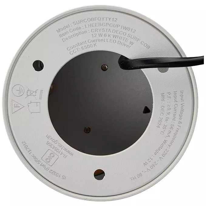 Havells 12 W Crysta Deco LED Surface Cob Light White W, 4000 K, 75 mm Cut Out Diameter x 95 mm Height, LHEEBGPDUP1W012