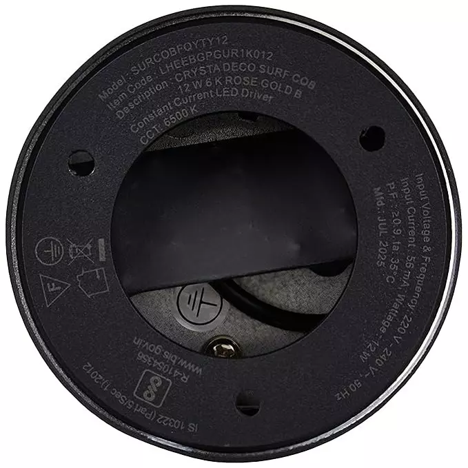 Havells 18 W Crysta Deco LED Surface Cob Light Rose Gold B, 4000 K, 75 mm Cut Out Diameter x 125 mm Height, LHEEBGPDUR1K018