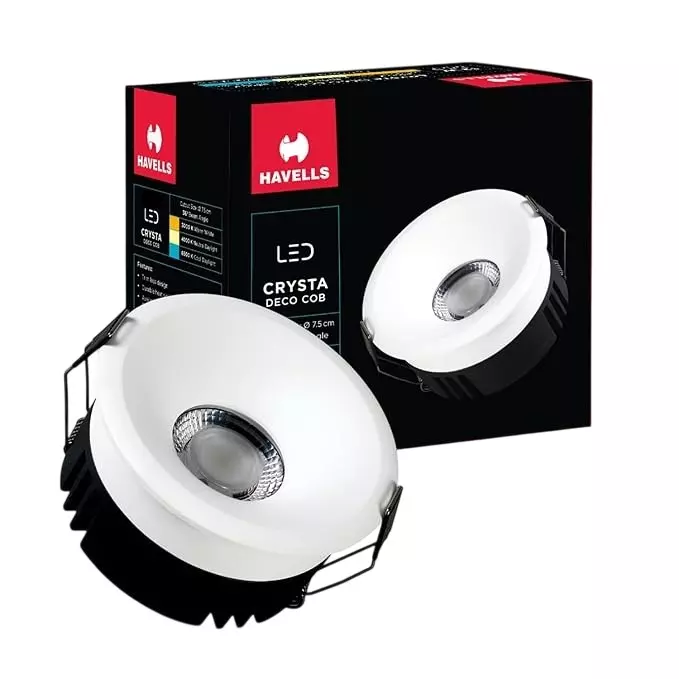 Havells 7 W Crysta Deco LED COB Light White 4000 K 55 mm Cut Out Diameter and 45 mm Height, LHEEBEPDUE1W007