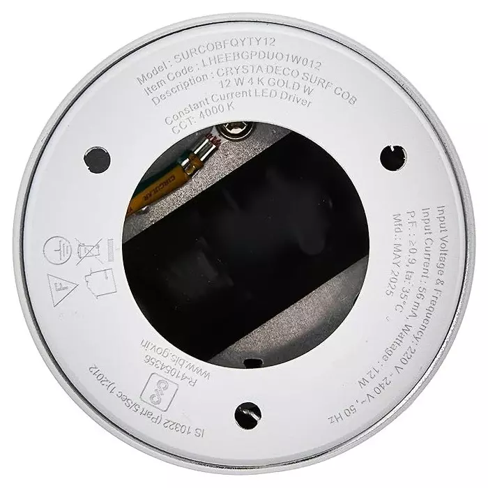 Havells 7 W Crysta Deco LED Surface Cob Light Gold W 3000 K 55 mm Cut Out Diameter and 100 mm Height, LHEEBGPBUO1W007