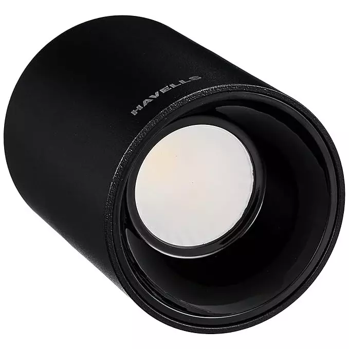 Havells 18 W Crysta Deco LED Surface Cob Light Black B, 3000 K, 75 mm Cut Out Diameter x 125 mm Height, LHEEBGPBUQ1K018