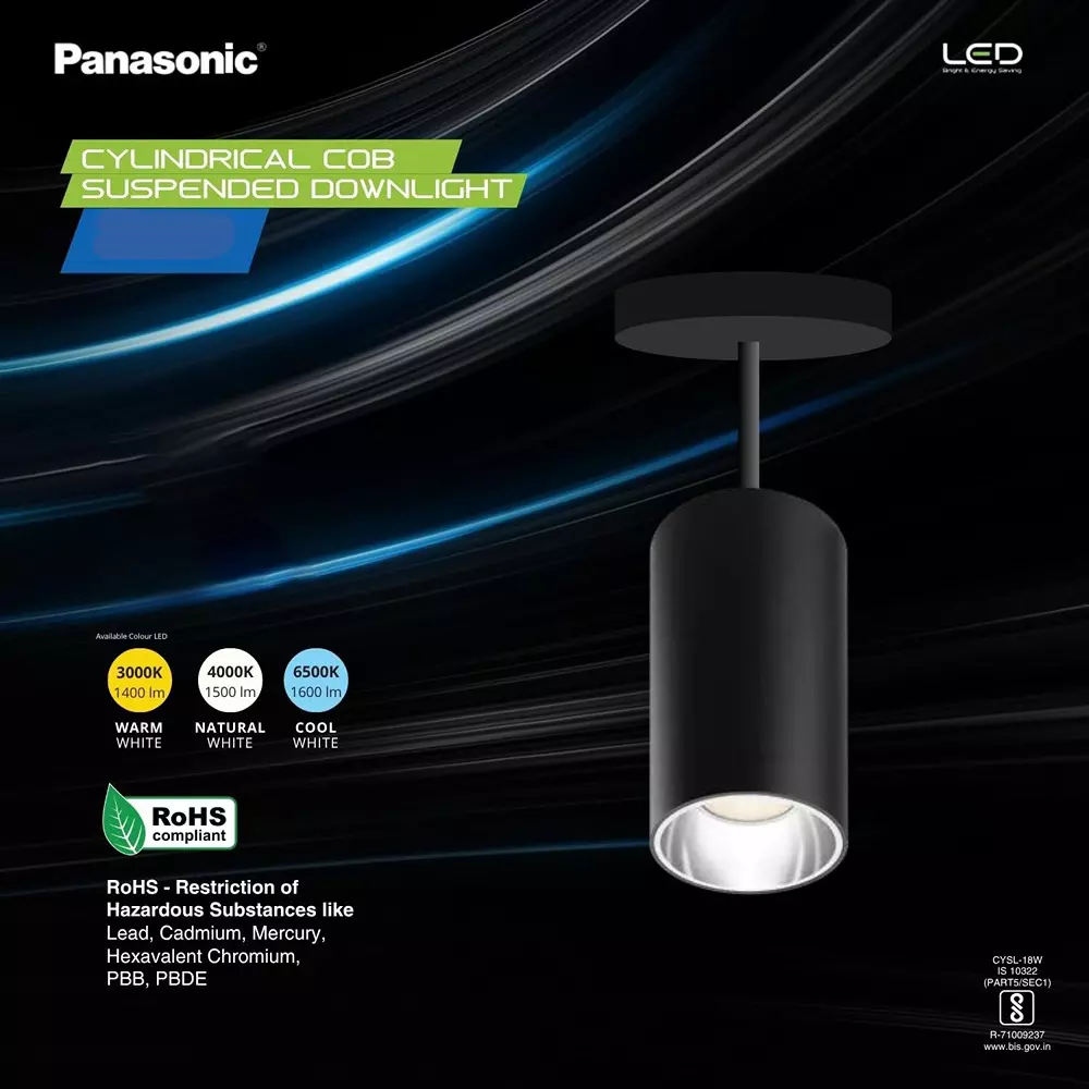 Panasonic Cob LED Downlight Cylindrical Surface 12 W Natural White Silver Reflector, PDHM02124