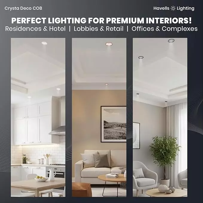 Havells 12 W Crysta Deco LED COB Light Rose Gold 6000 K 75 mm Cut Out Diameter and 50 mm Height, LHEEBEPGUE1P012