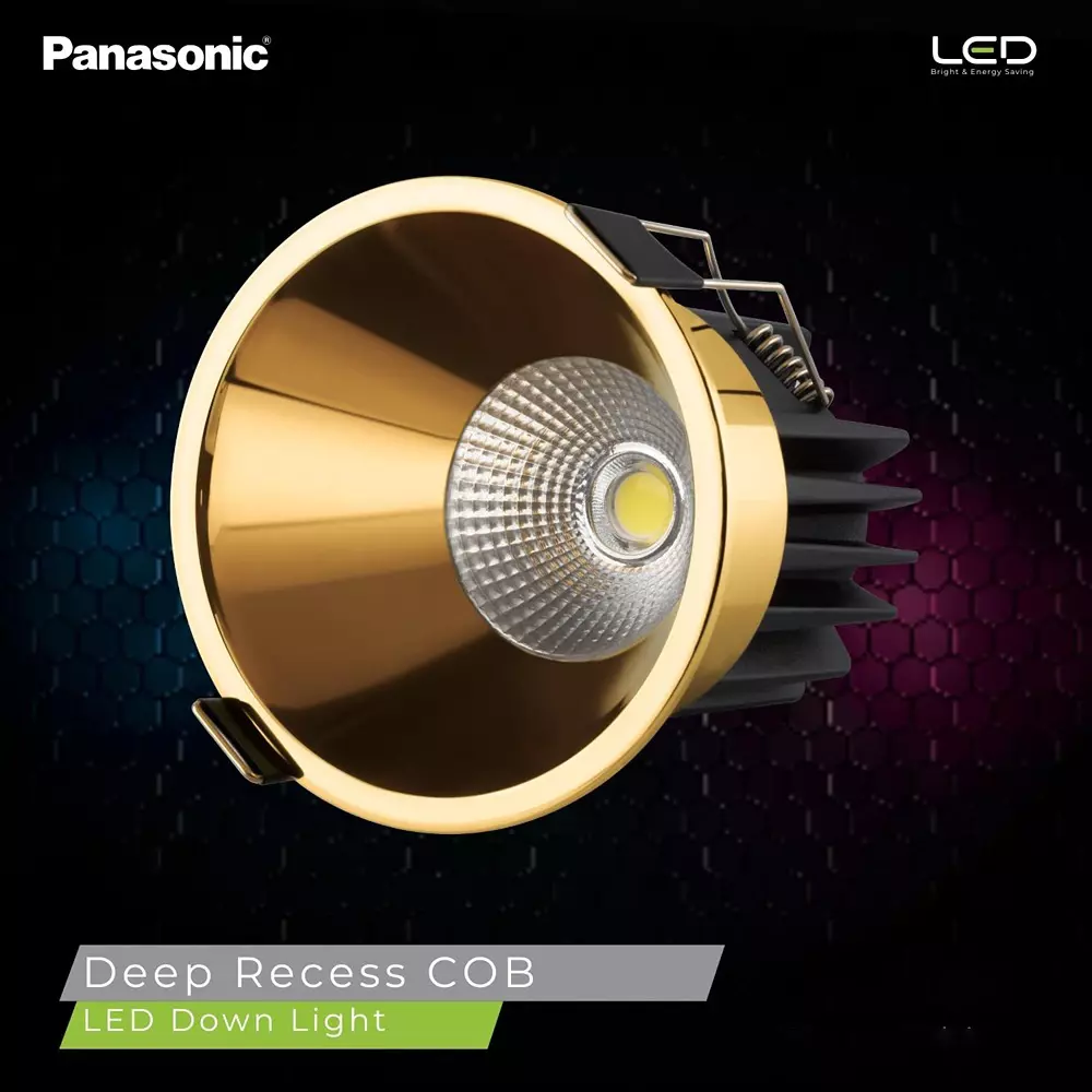 Panasonic Deep Recessed Cob Downlight Yellow Gold Reflector Color 18 W Warm White, PDLM45183