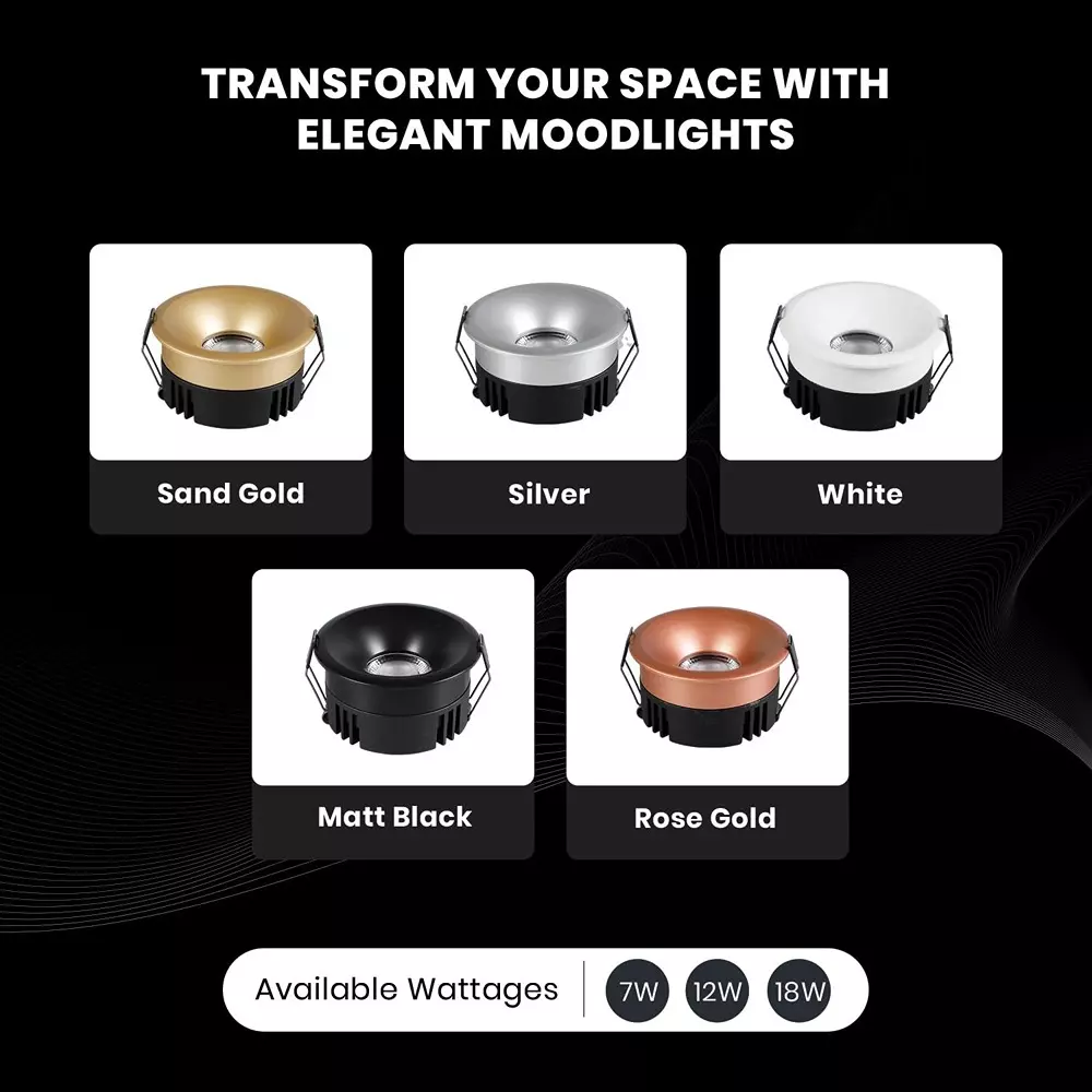 Havells 12 W Crysta Deco LED COB Light Matt Black 3000 K 75 mm Cut Out Diameter and 50 mm Height, LHEEBEPBUE1H012