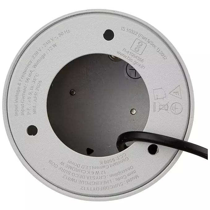 Havells 7 W Crysta Deco LED Surface Cob Light Chrome W, 6000 K, 55 mm Cut Out Diameter x 100 mm Height, LHEEBGPGUE1W007