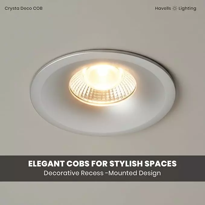 Havells 12 W Crysta Deco LED COB Light Silver 4000 K 75 mm Cut Out Diameter and 50 mm Height, LHEEBEPDUE1S012