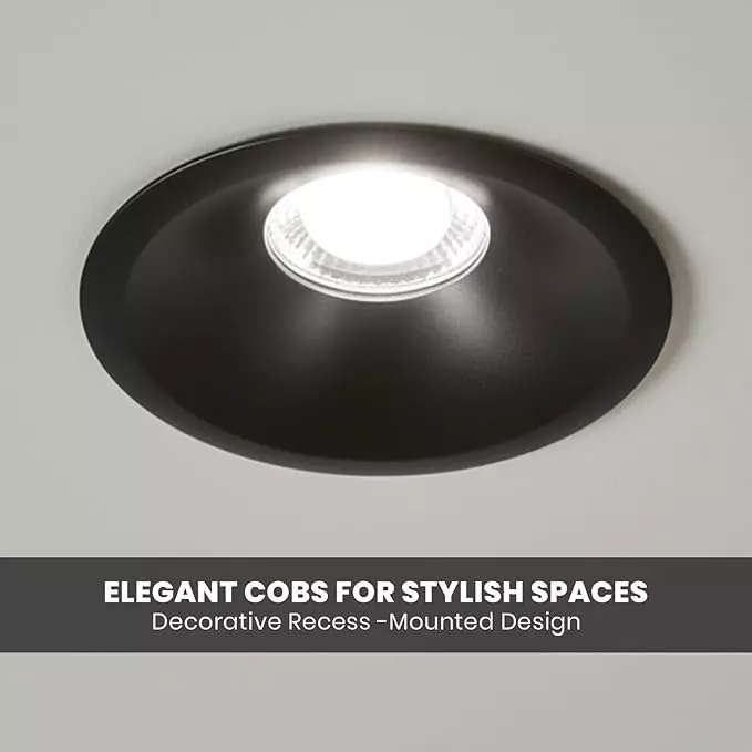 Havells 18 W Crysta Deco LED COB Light Matt Black 6000 K 95 mm Cut Out Diameter and 55 mm Height, LHEEBEPGUE1H018