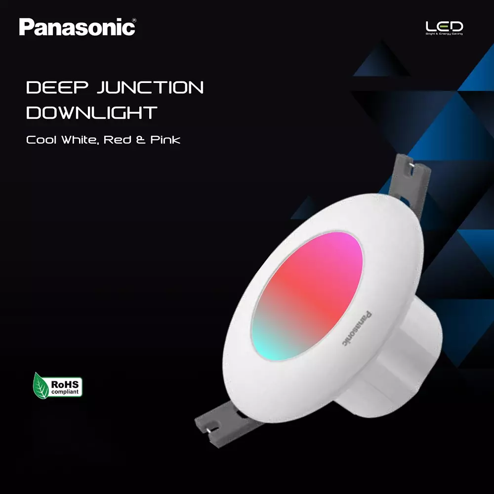 Panasonic Round LED Deep Junction Downlight 3 W Cool White, Red & Pink, PDLM1603CRP