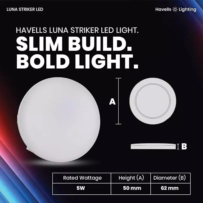 havells-5-w-luna-striker-led-jb-downlight-round-shape-3000-k-61-mm-cutout-x-165-mm-height-lhebbop5uz1w005