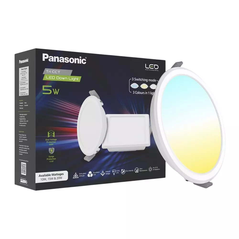 Panasonic Round LED Down Light 5 W Tri Color, PDLM0105CNW