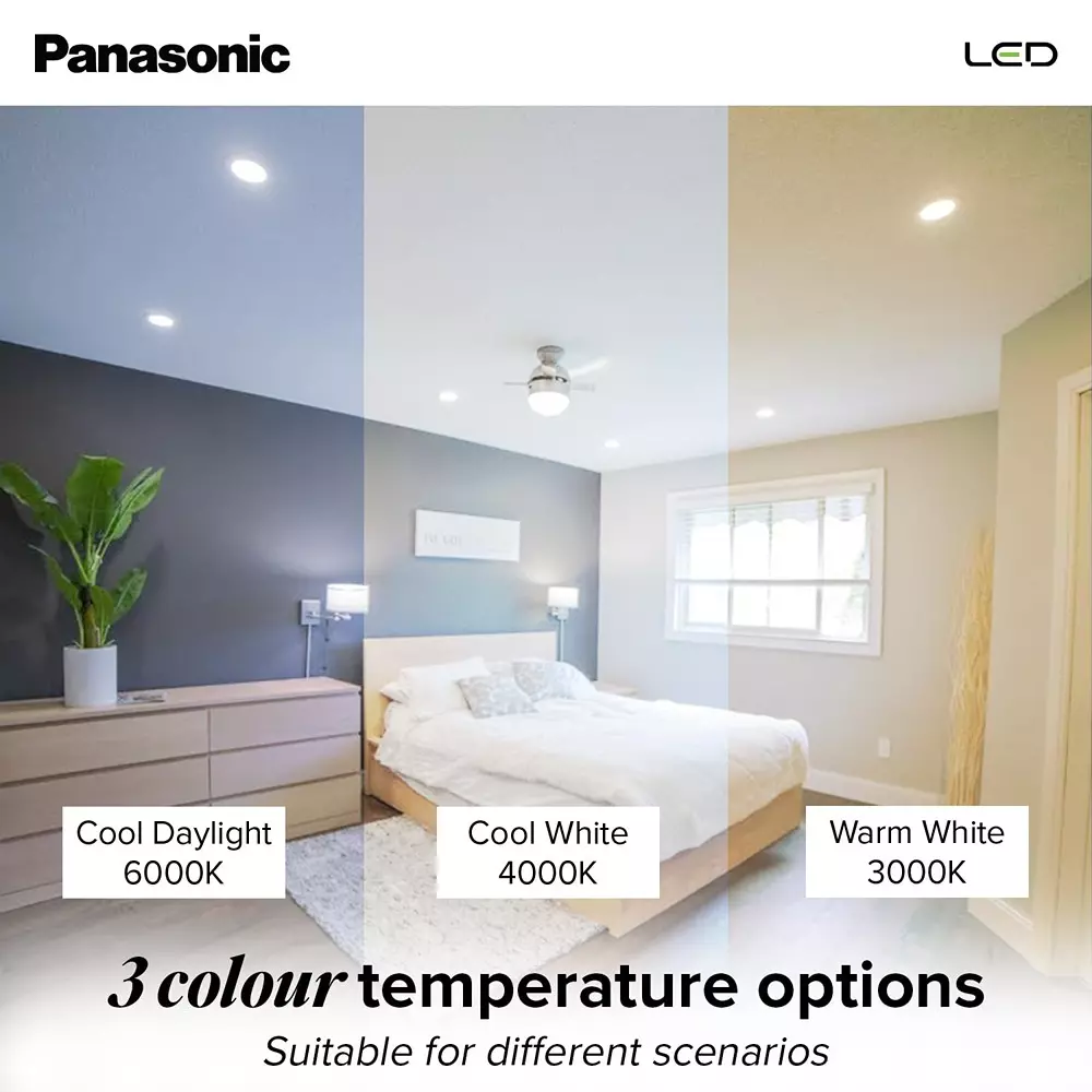 Panasonic Round LED Tri Colour (CW, NW, WW) PC Downlight 15 W, PDLM0115CNW