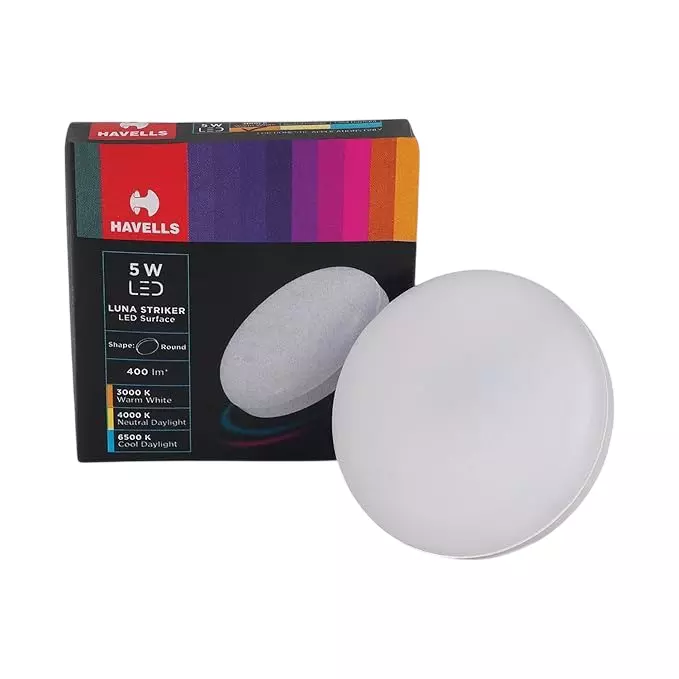 Havells 5 W Luna Striker LED JB Downlight Round Shape 6500 K, 61 mm Cutout x 16.5 mm Height, LHEBBOP7UZ1W005