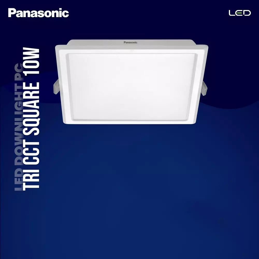 Panasonic Square LED Tri Colour (CW, NW, WW) PC Downlight 15 W, PDLM0215CNW